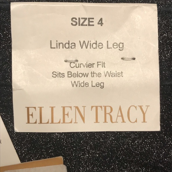 NWT $80 ELLEN TRACY “All That Glitters” LINDA Wide Leg Dress Pants sz 4 Metallic - Picture 8 of 8